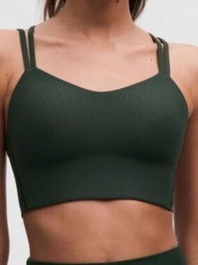 Lululemon Like a Cloud Longline Ribbed Bra B/C Rainforest Green Size 4 NWT
